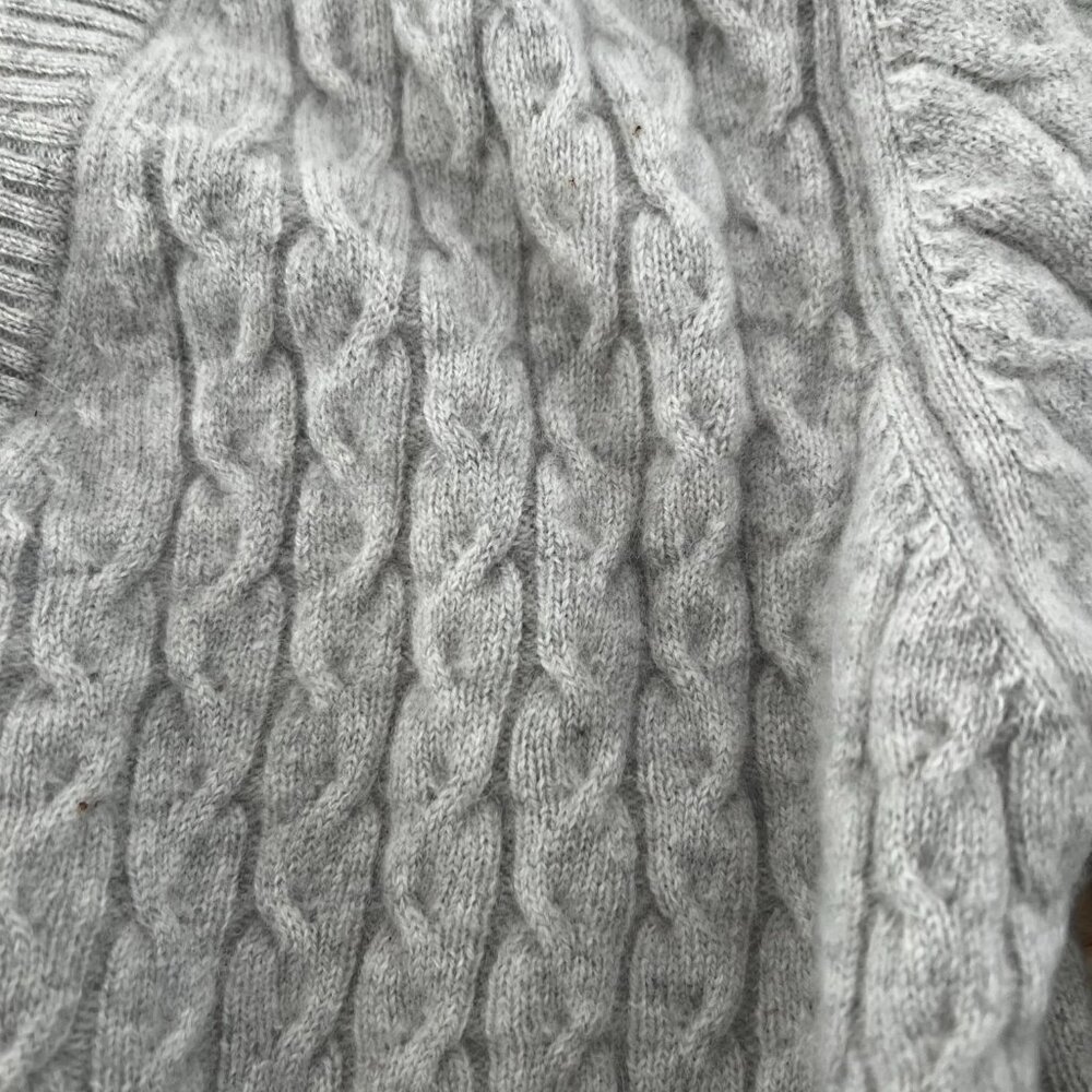 Davide Cenci Italian 100% Cashmere Faux Twinset Cable Knit Cardigan Gray Small - Picture 7 of 8